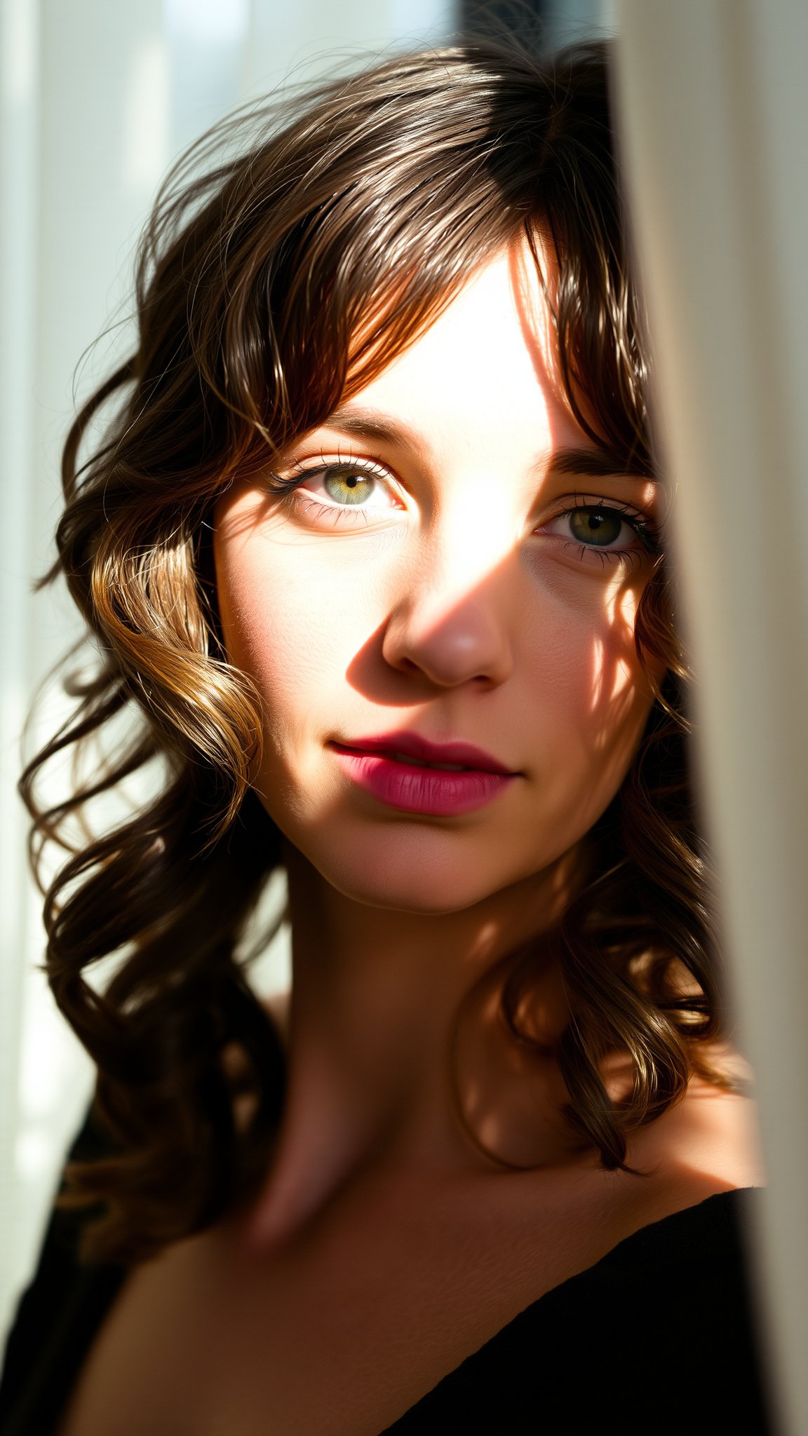 9. Layered Curtain Bangs with Curly Hair