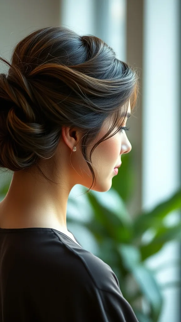 French Twist Updo + Loose Strands for Soft Look