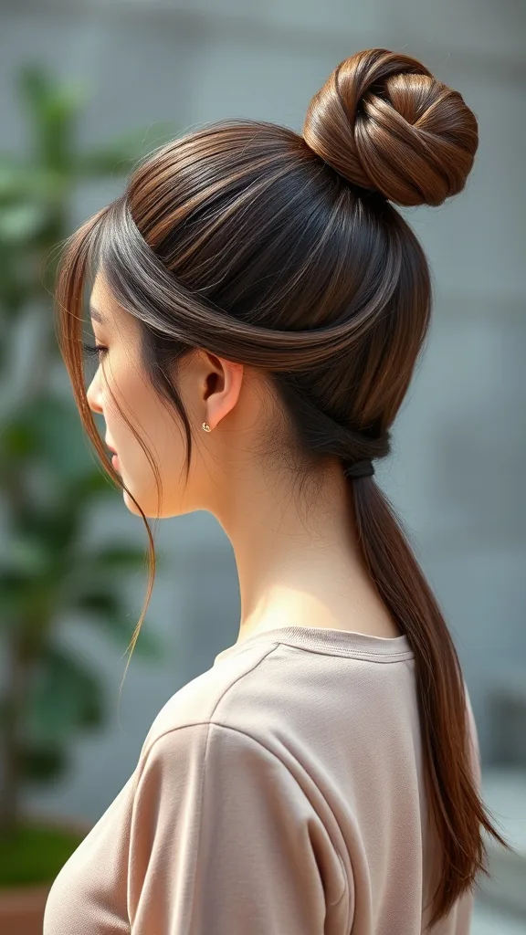 High Ponytail with a Twist for Longer Hair