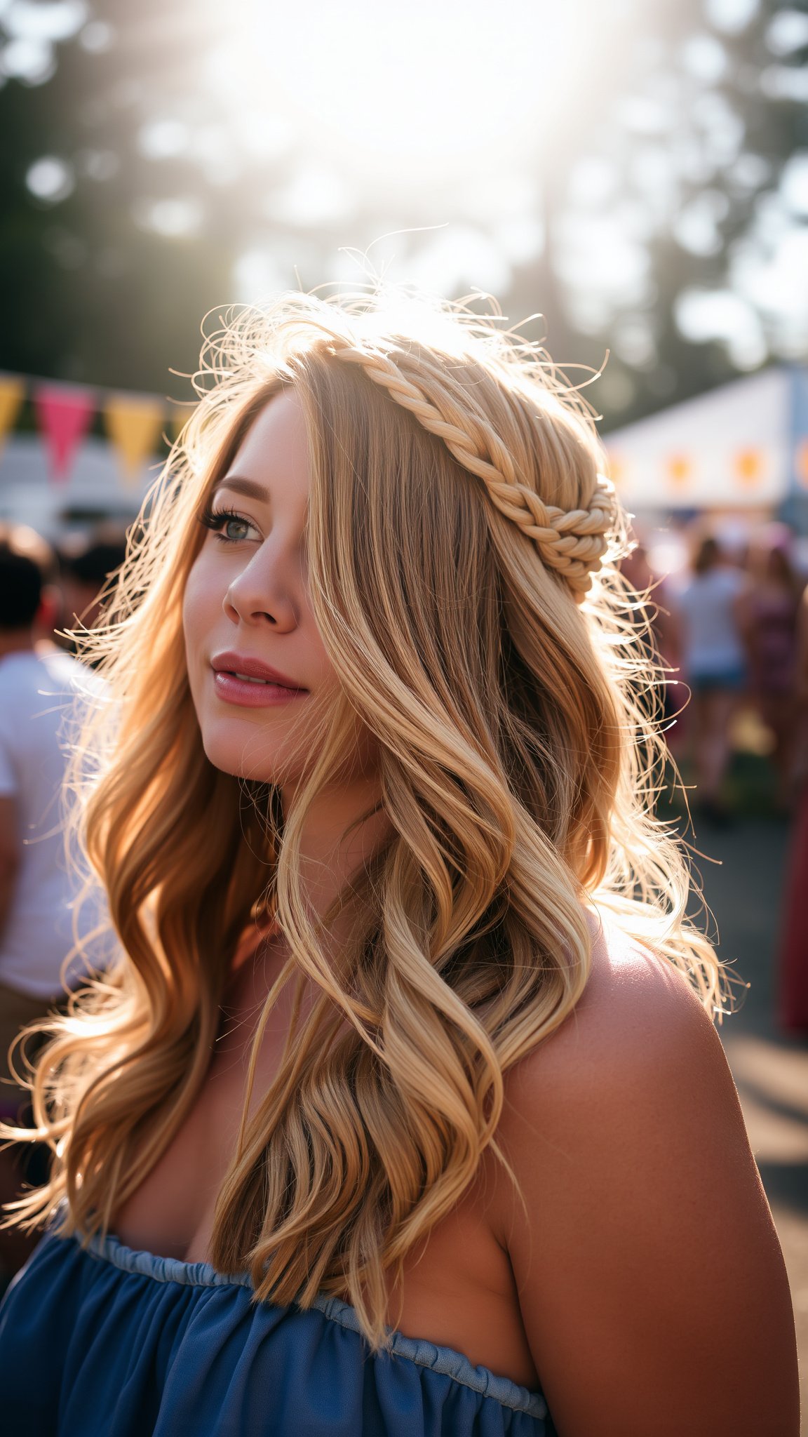 Beachy Waves with Headband Braid