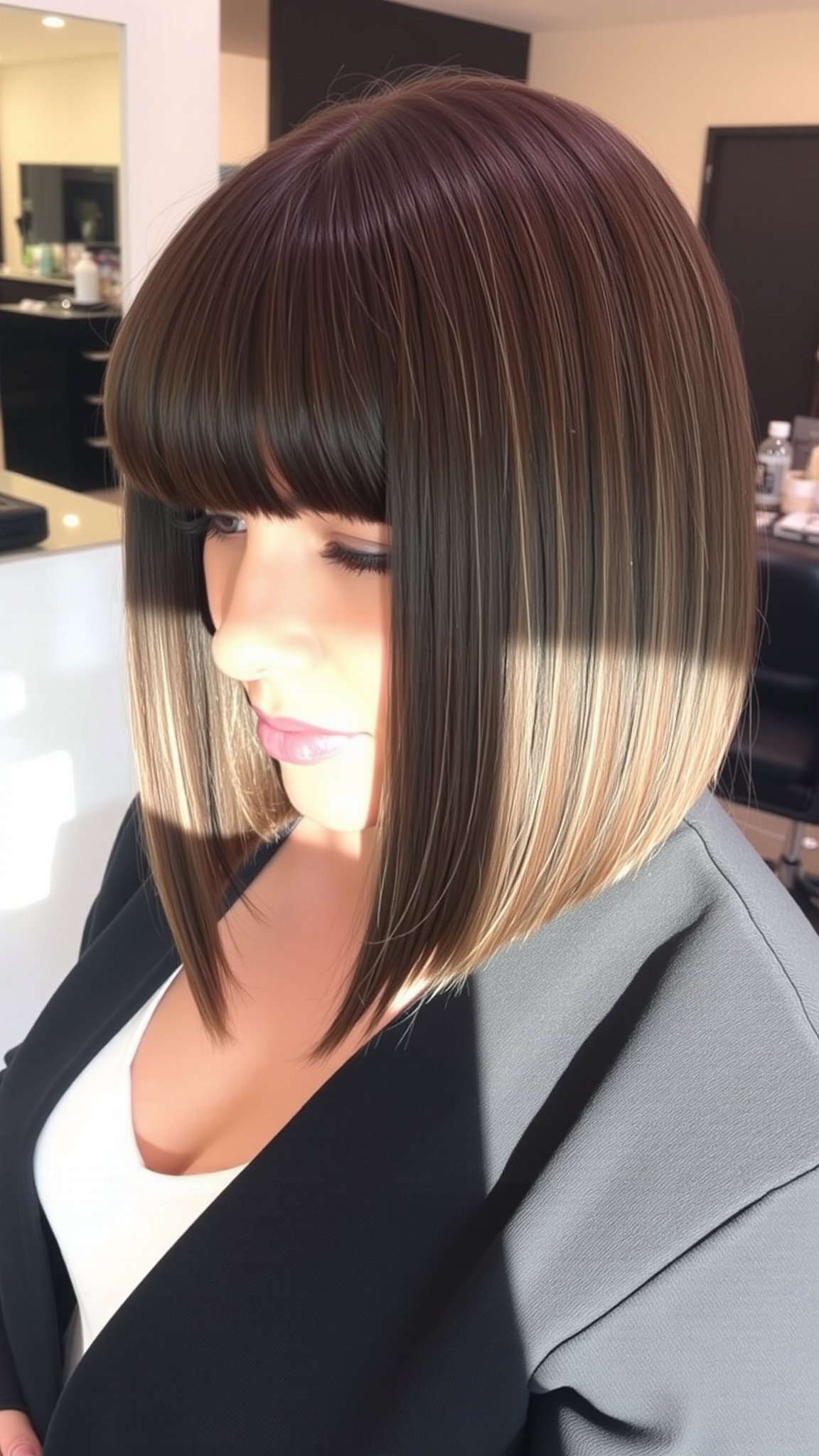 Blunt Bob with Curtain Bangs