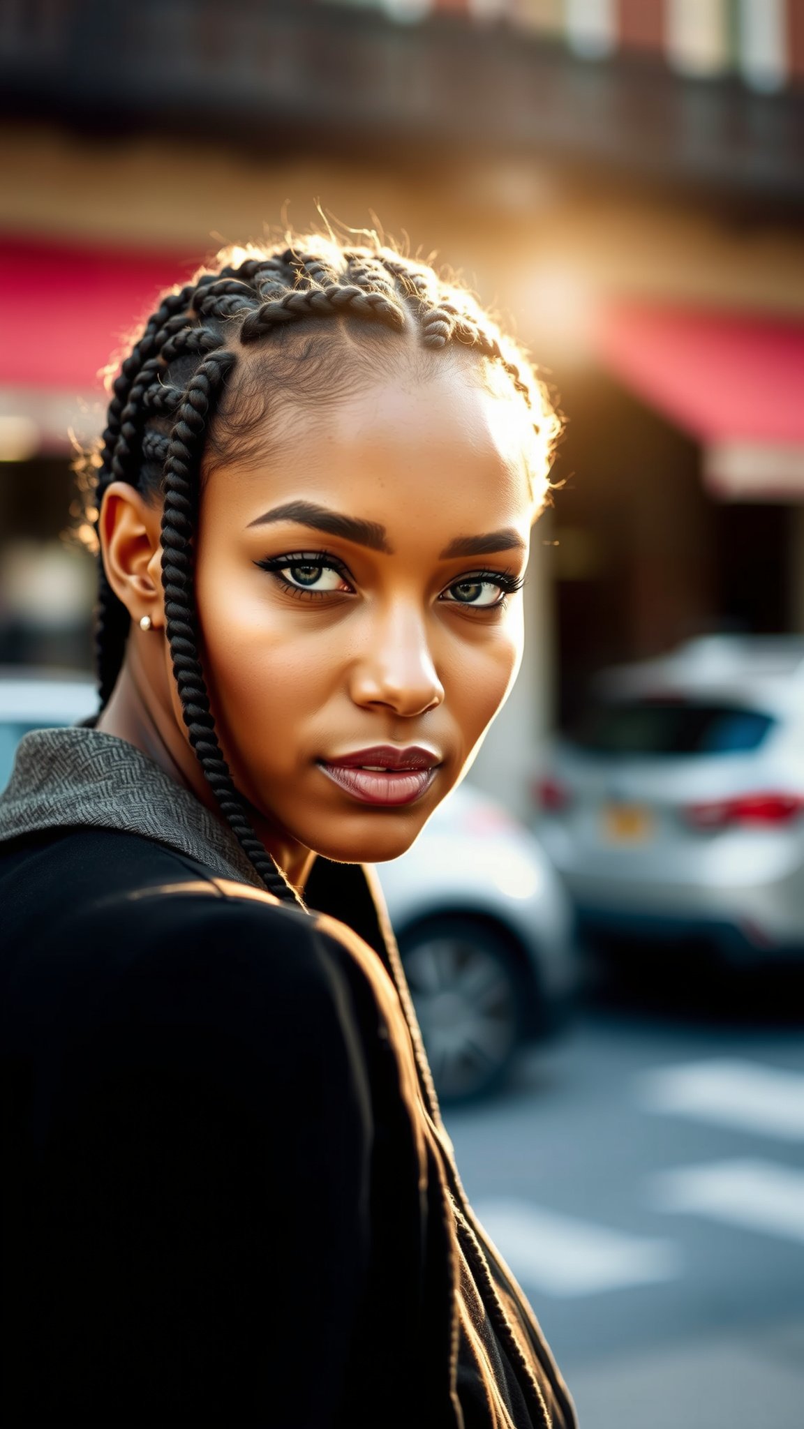 Box Braids with Side Part