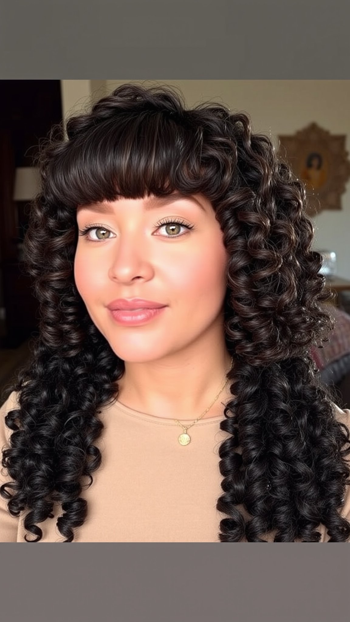 Curly Bob with Curtain Bangs