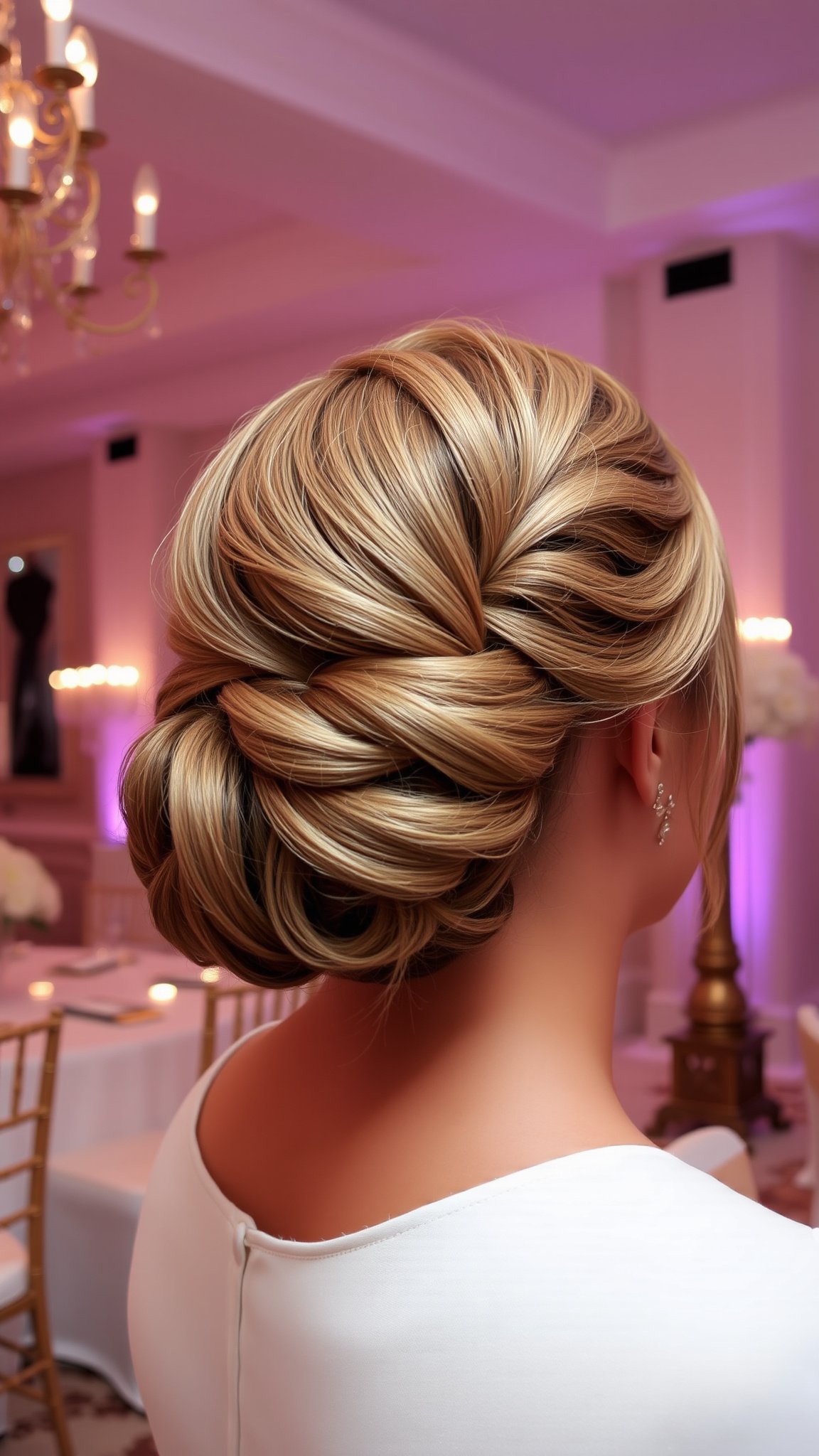 Elegant Updo with Curtain Fringe