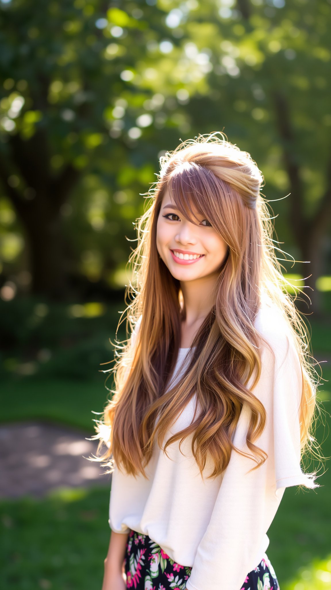 half up half down with curtain fringe Half-Up, Half-Down with Curtain Fringe