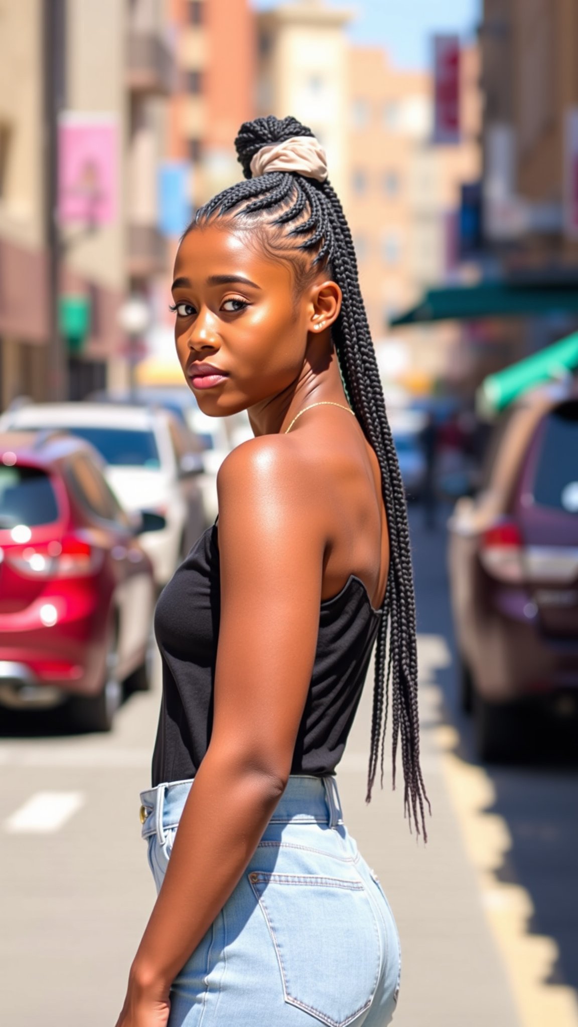 high ponytail box braids High Ponytail Box Braids