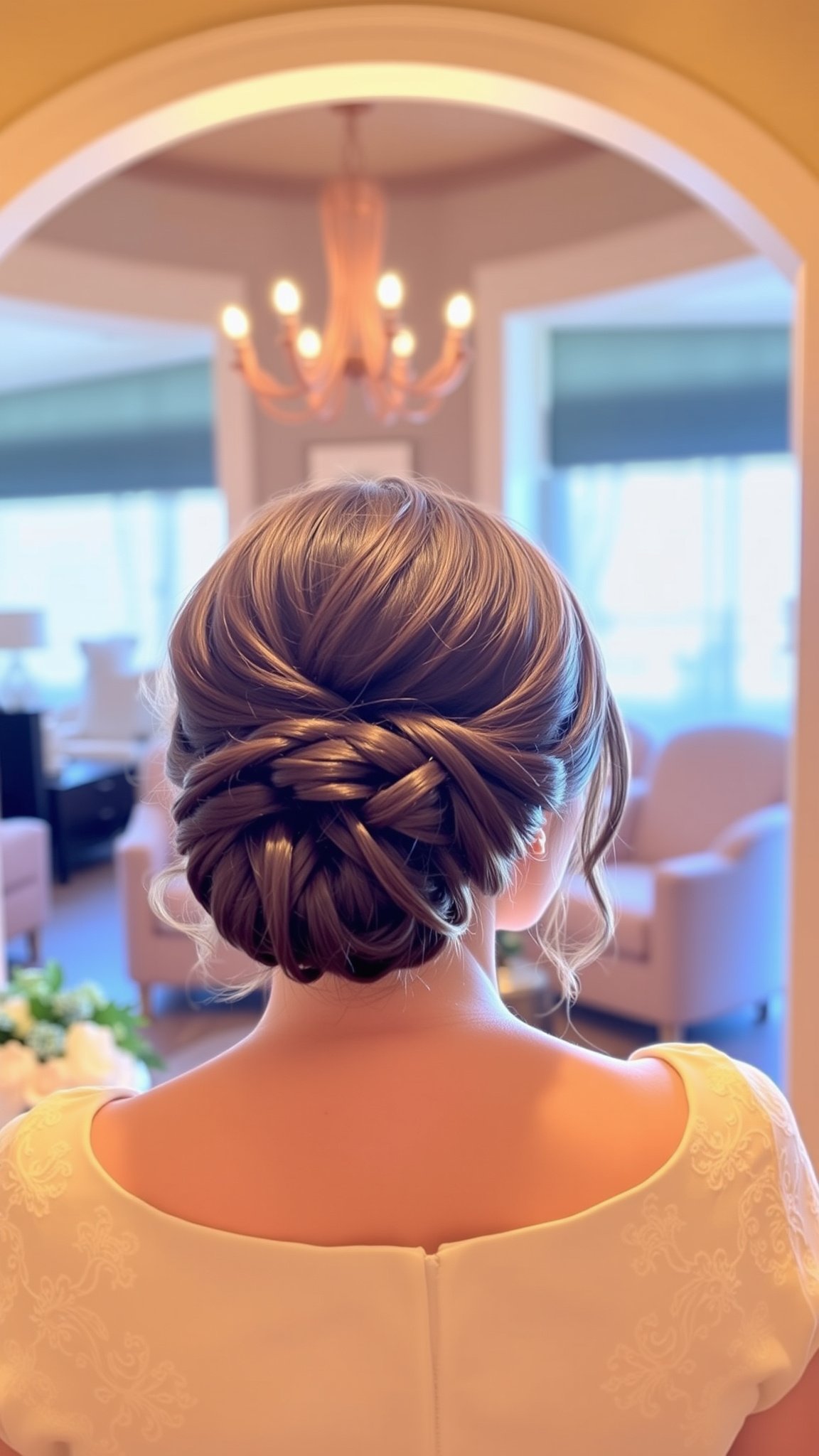 Low Chignon with Side Bangs