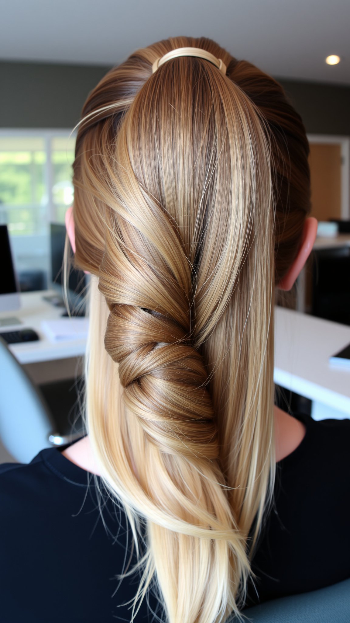Ponytail with Ribbon Braid