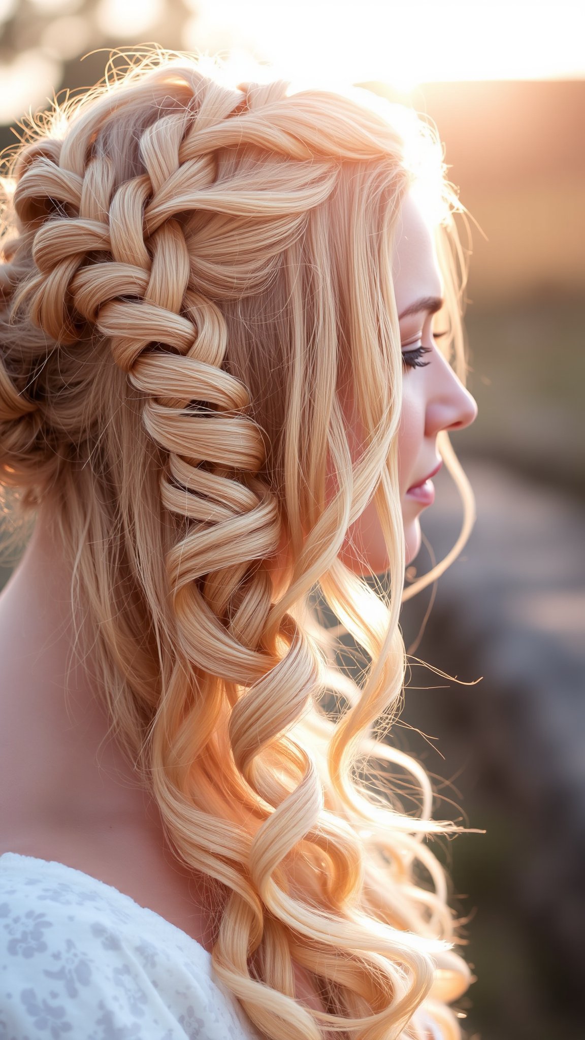Romantic Waterfall Braid Updo