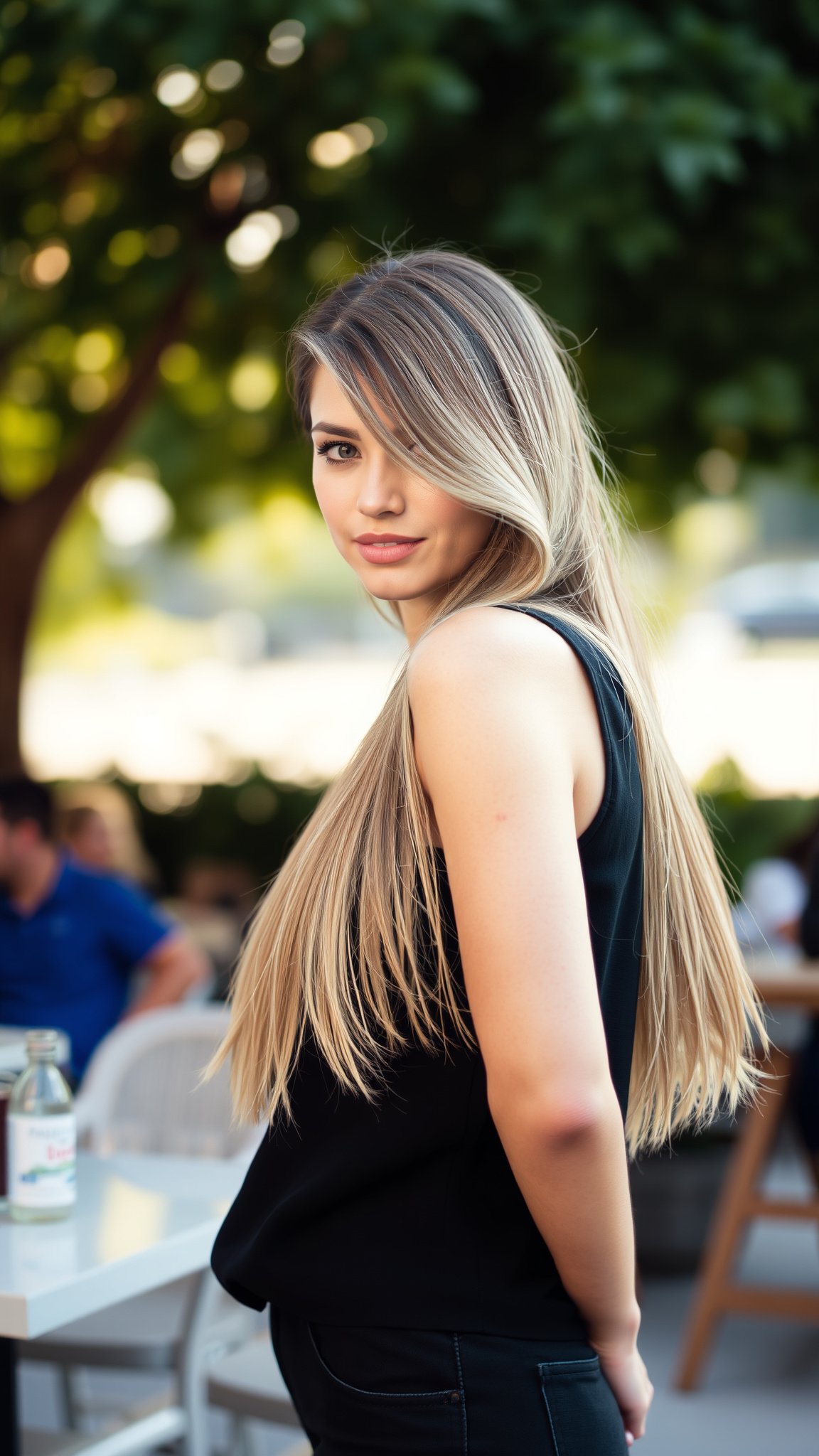 Side-Swept Bangs with Loose Hair