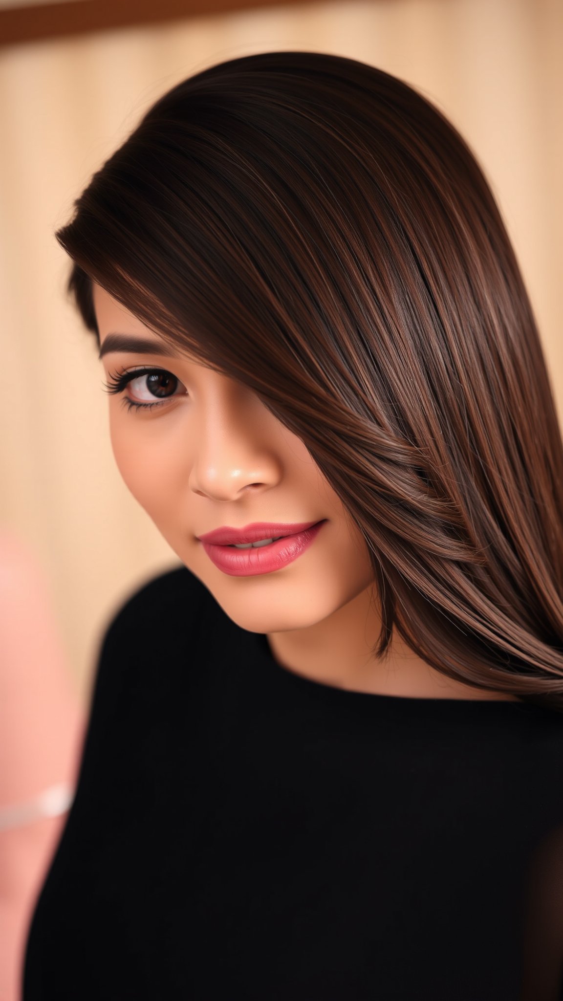 side swept sleek hair Side-Swept Sleek Hair