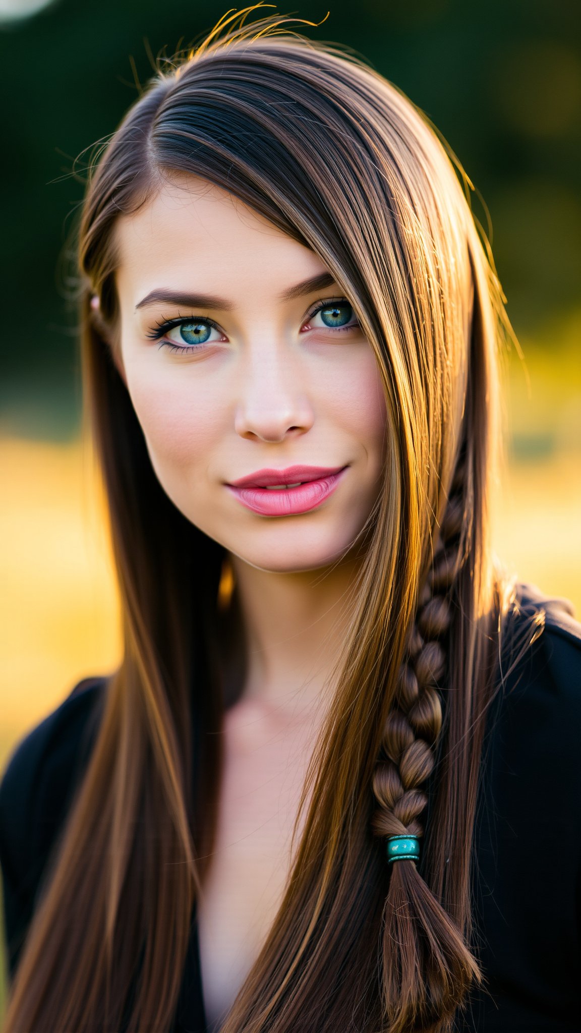 sleek straight with braided accent Sleek Straight with Braided Accent