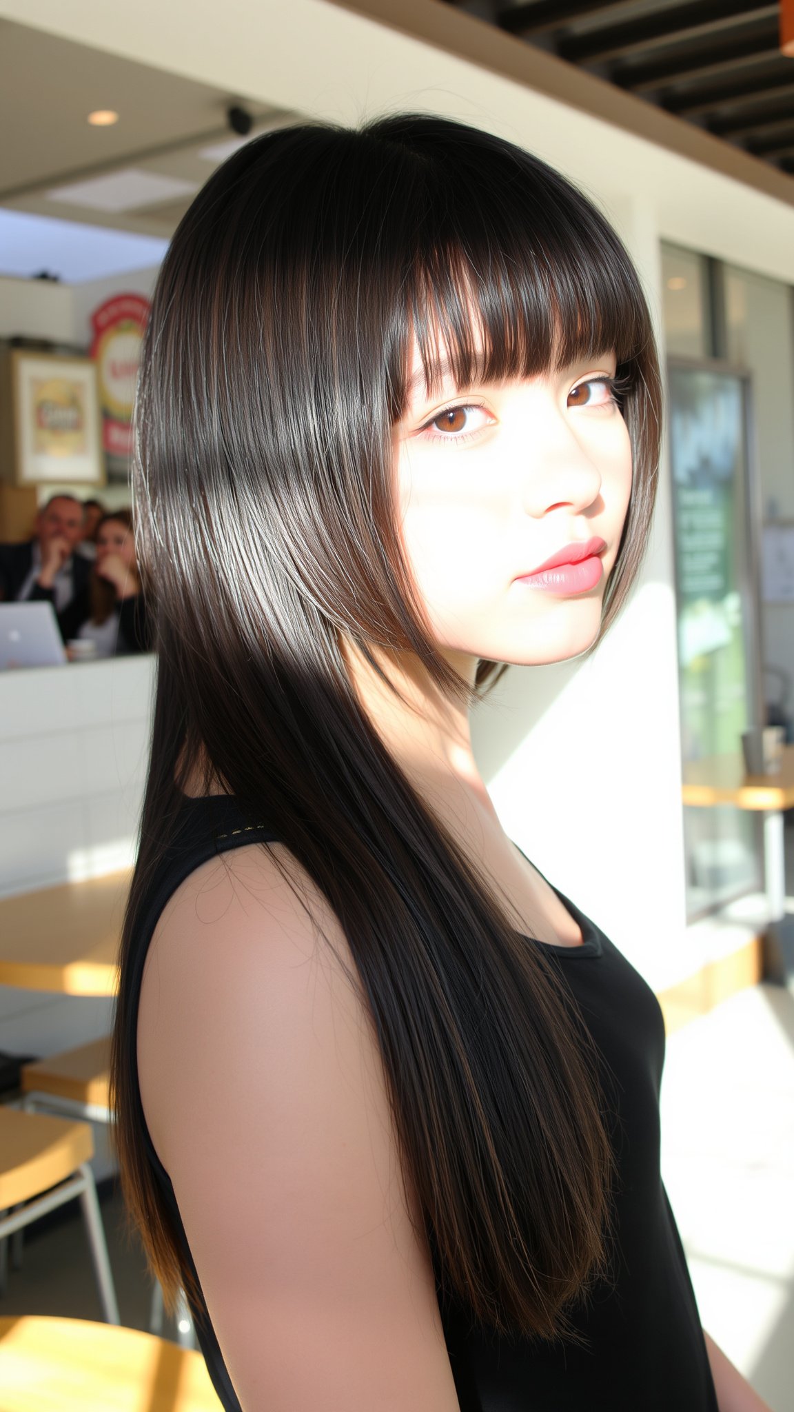 Sleek Straight with Curtain Bangs