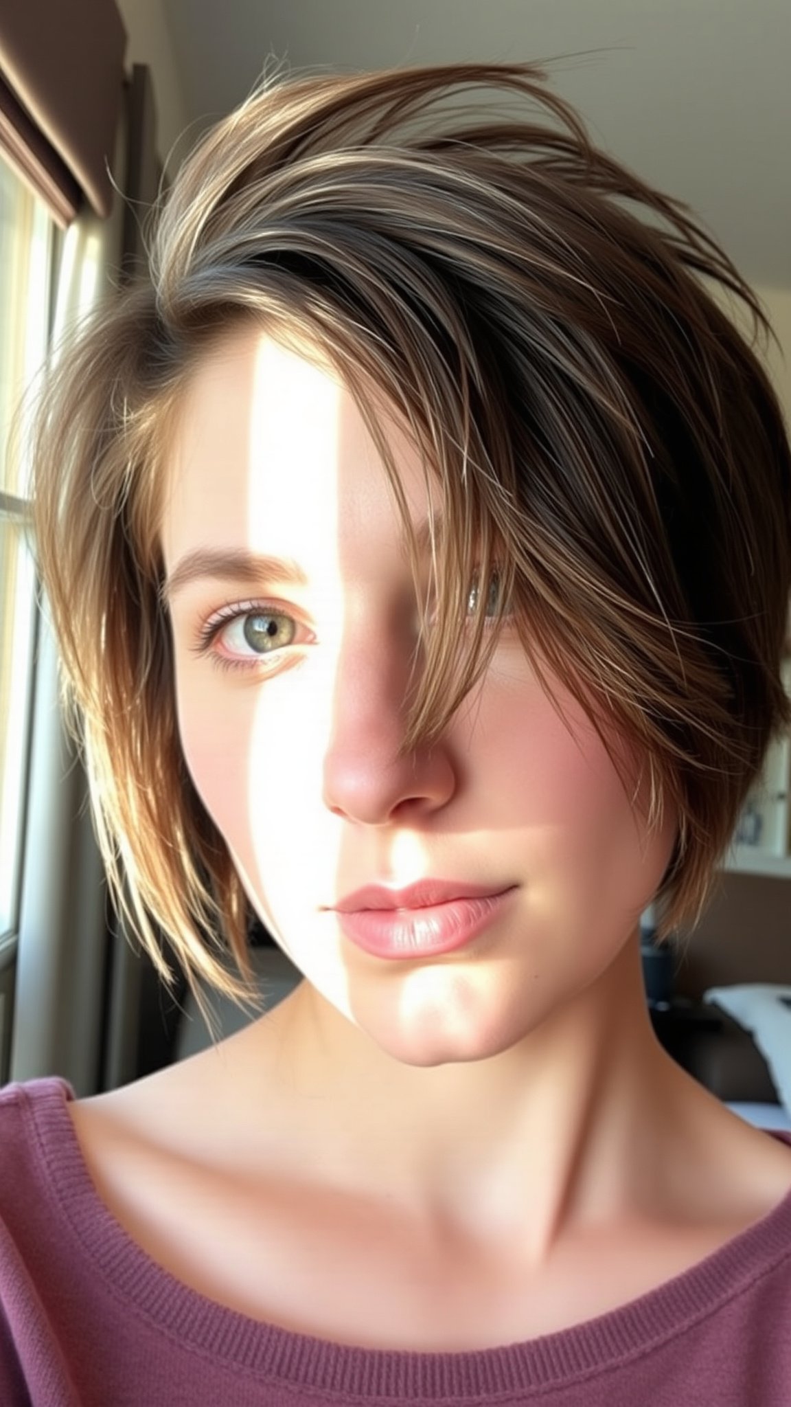 Tousled Pixie with Side-Swept Bangs