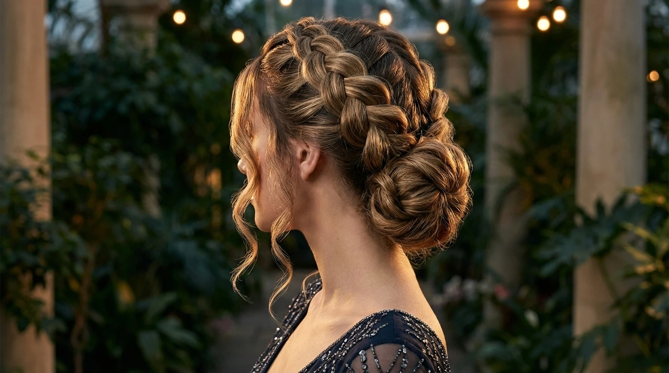 Glamorous Dutch Braid Updo