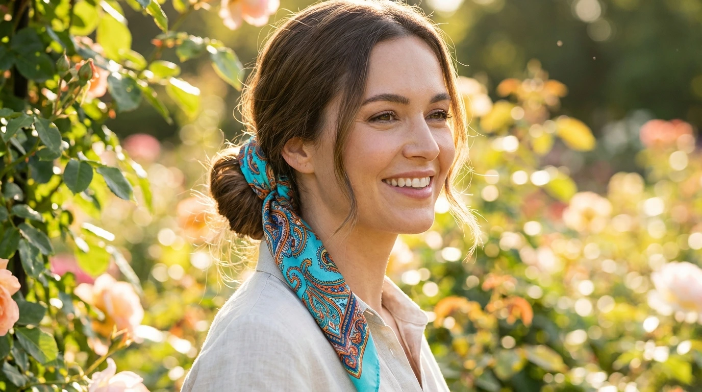 Low Chignon with a Scarf