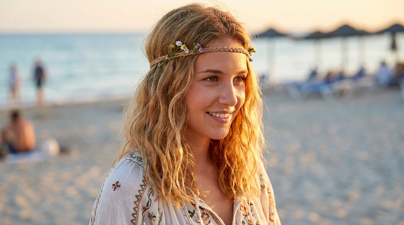 Beachy Waves with Headband Braid