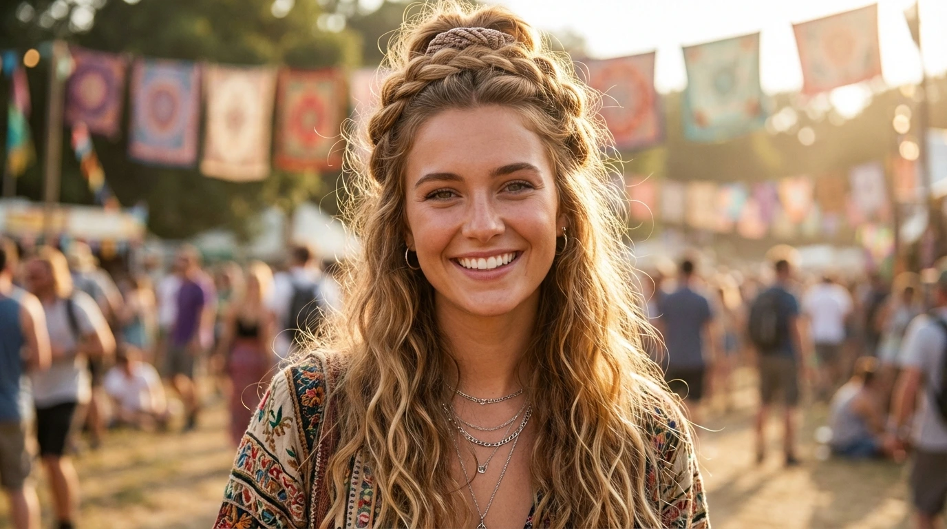 Boho Half-Up, Half-Down Braid