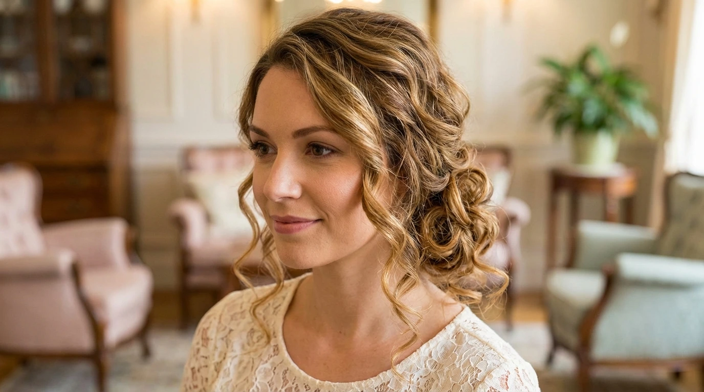 1264 10 curly low bun 10. Curly Low Bun