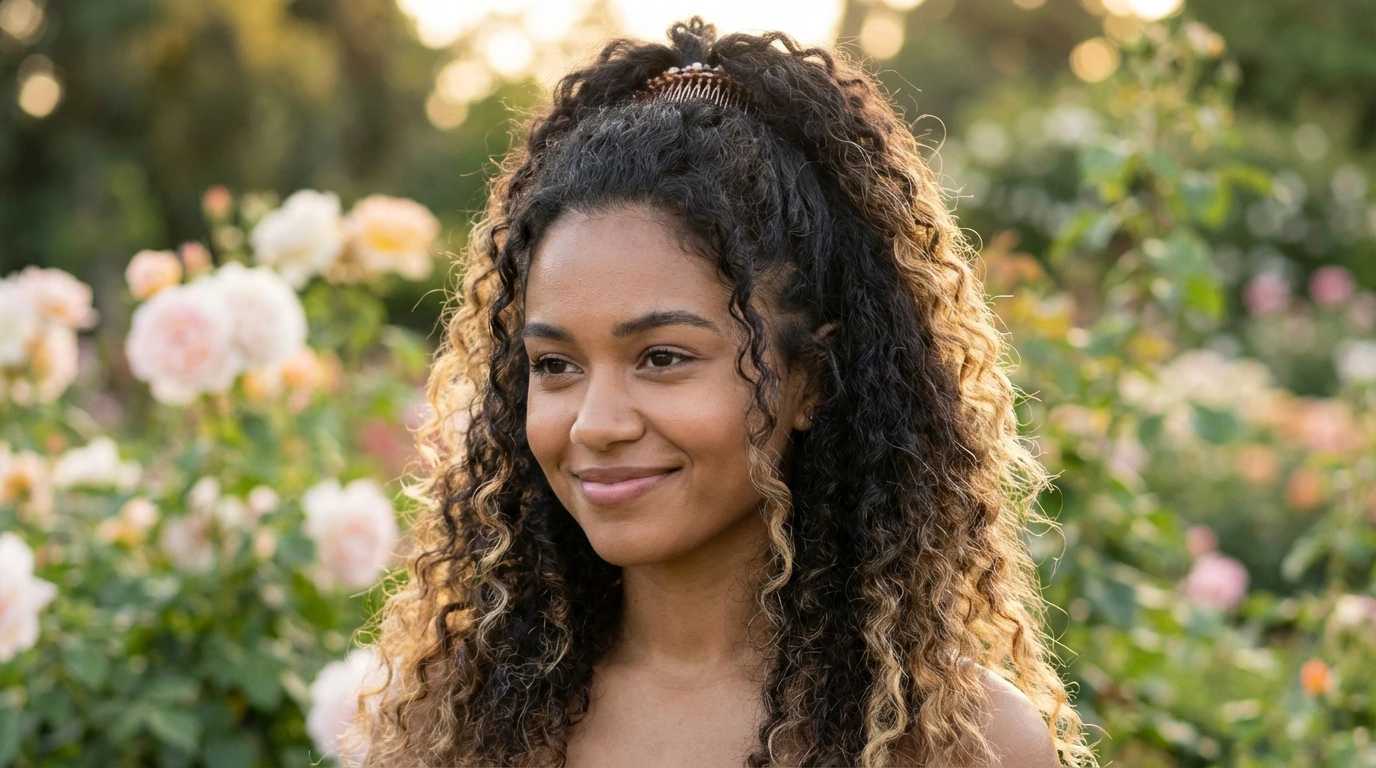 5. Curly Half-Up, Half-Down