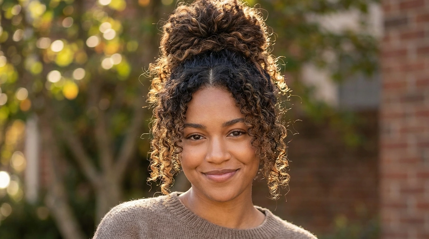 8. Curly Messy Bun
