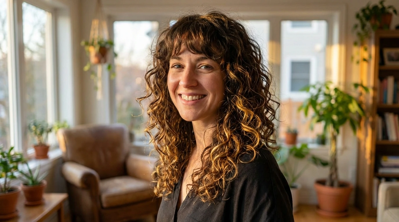 6. Bouncy Curls with Fringe