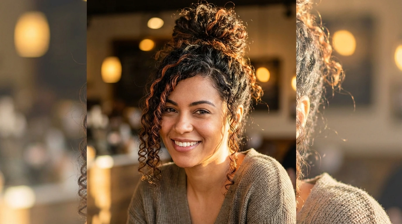 4. Curly Top Knot