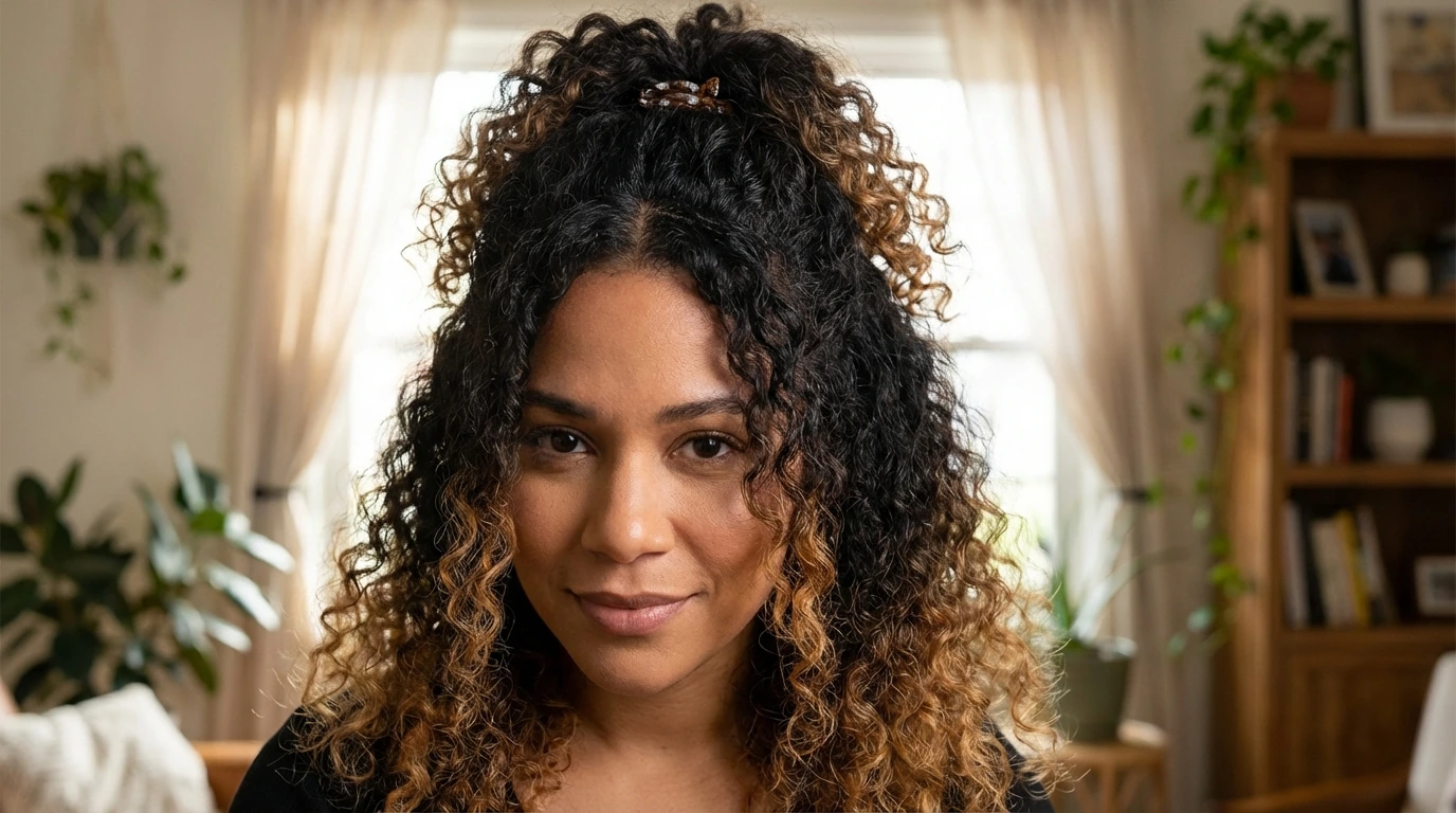 5. Curly Half-Up, Half-Down