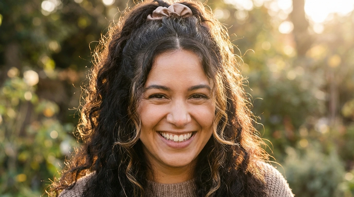 3. Curly Half-Up Ponytail
