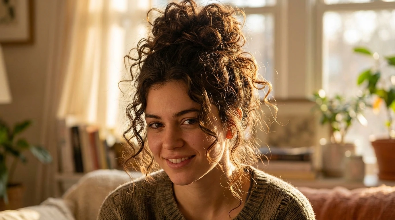 6. Messy Curly Bun