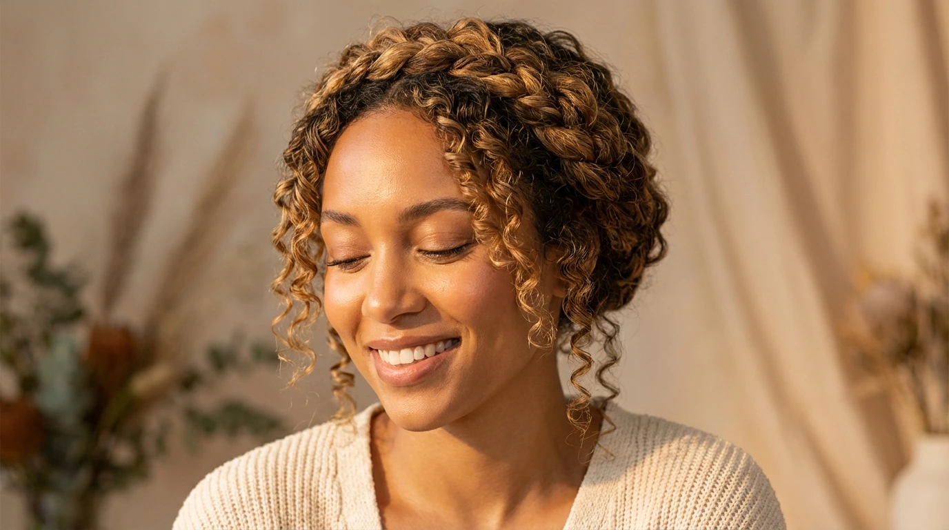 10. Braided Curly Crown