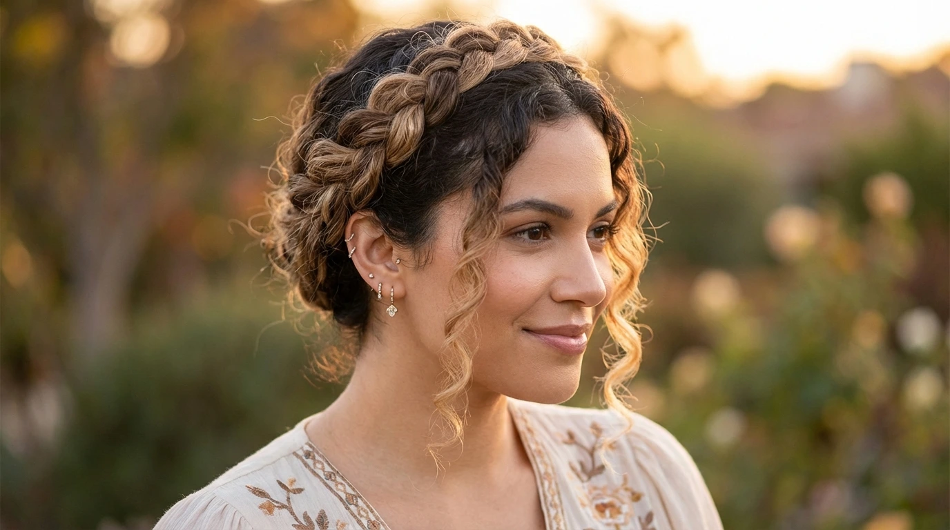 11. Curly Crown Braid