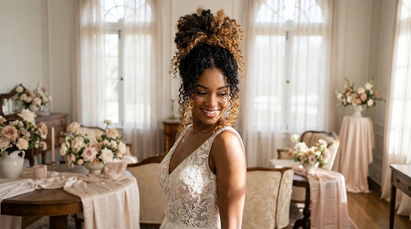 2. Voluminous Curly Updo