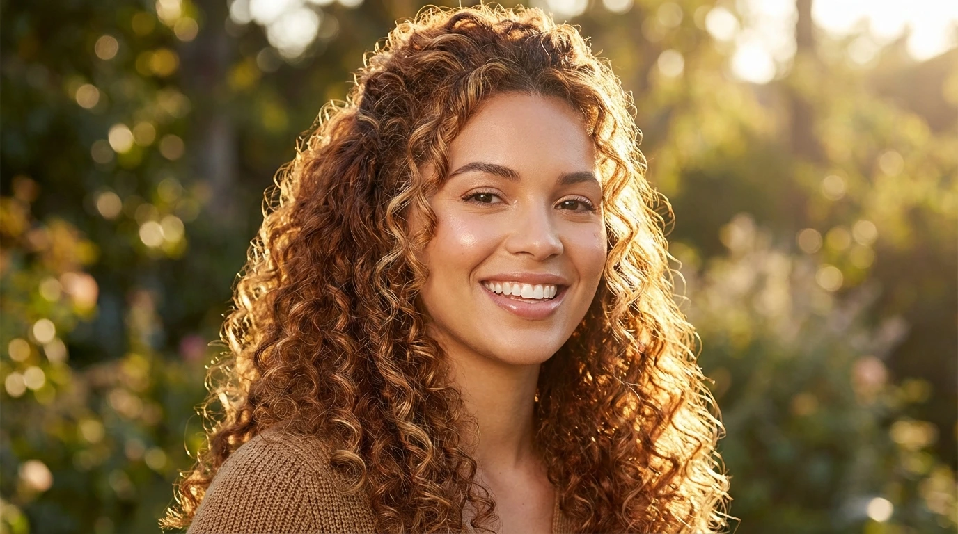 3. Defined Curly Half-Up, Half-Down