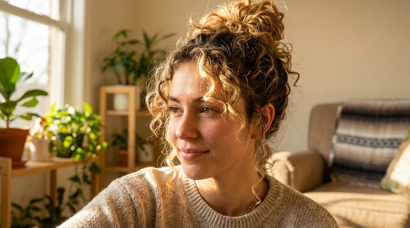 9. Messy Curly Bun