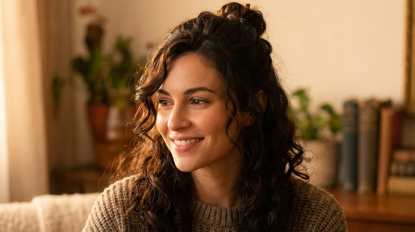 3. Curly Half-Up, Half-Down