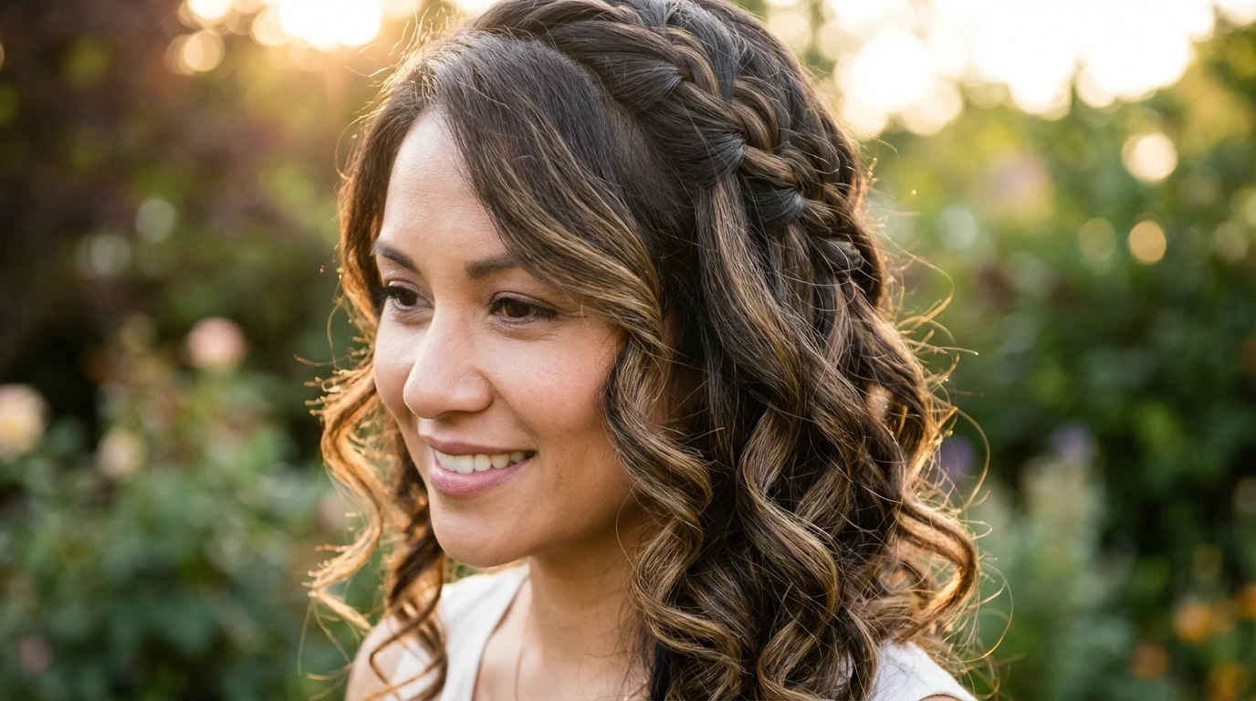 10. Curly Waterfall Braid