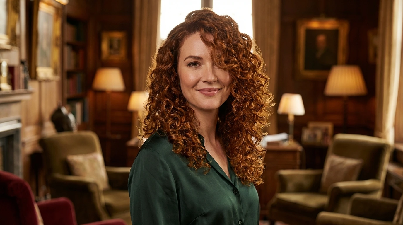 11. Defined Curls with Side Swept Bangs