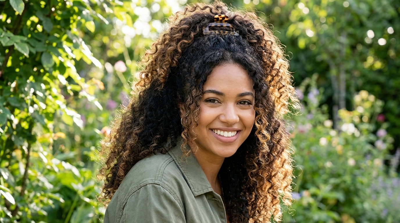 3. Curly Half-Up, Half-Down