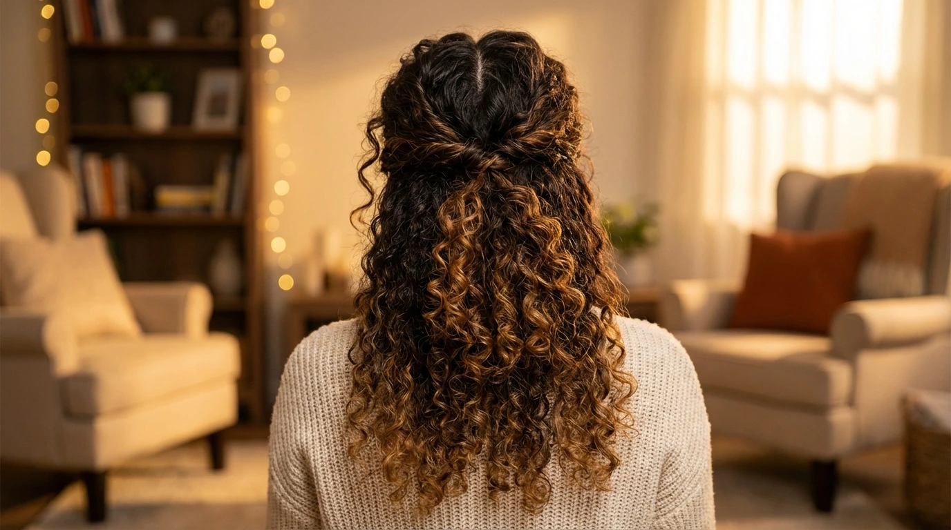 5. Curly Half-Up, Half-Down