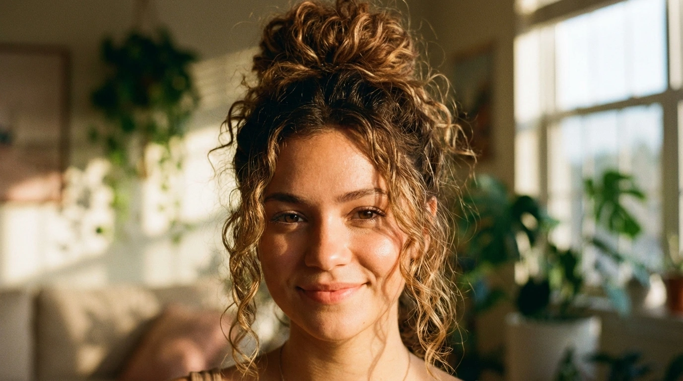 10. Messy Curly Bun