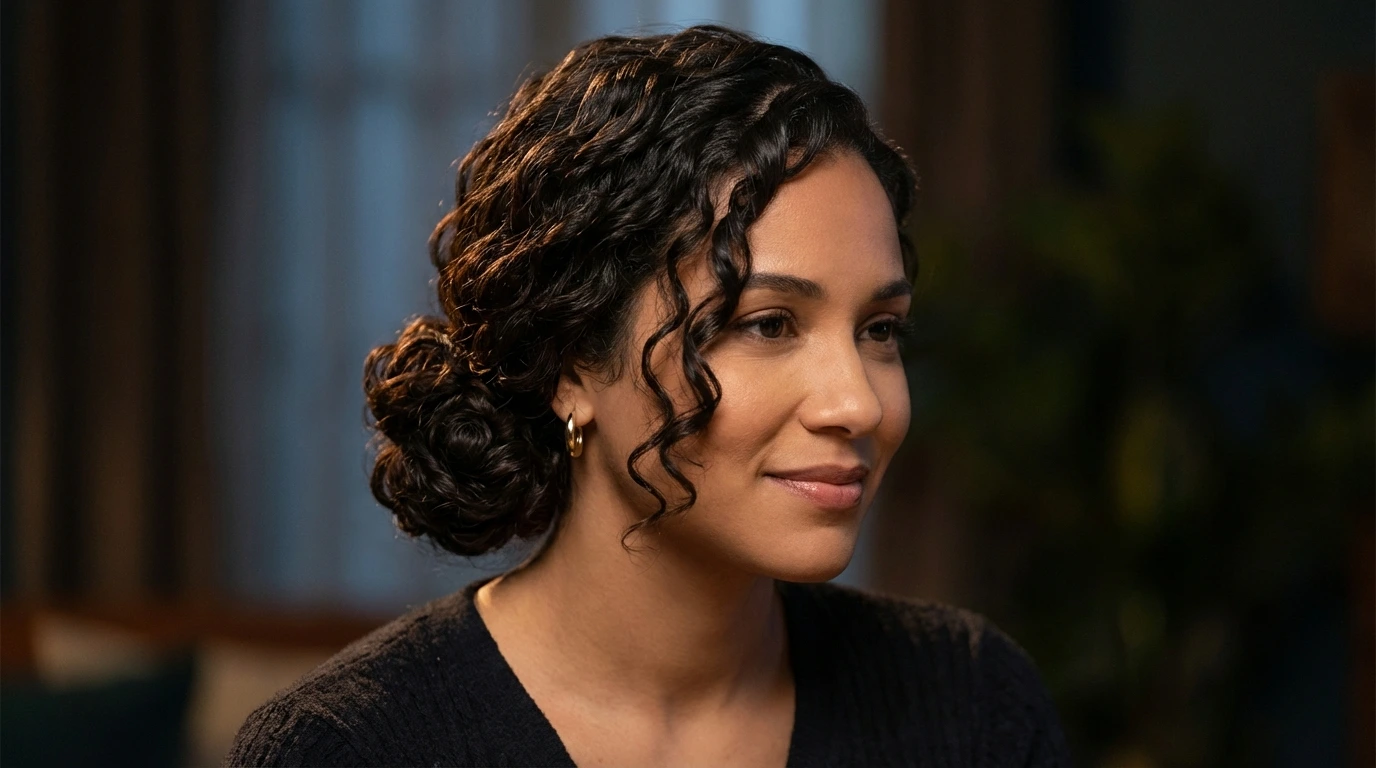 12. Sleek Curly Low Bun