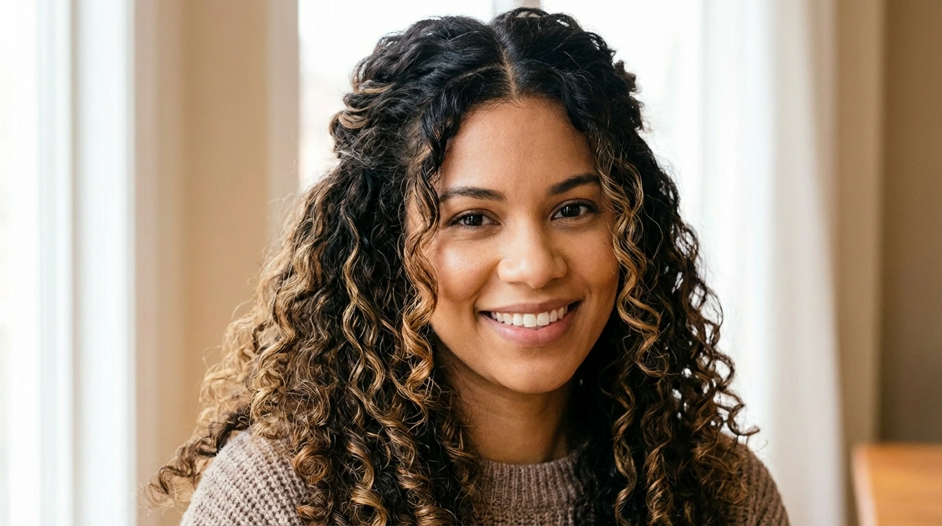 3. Half-Up Curly Twist