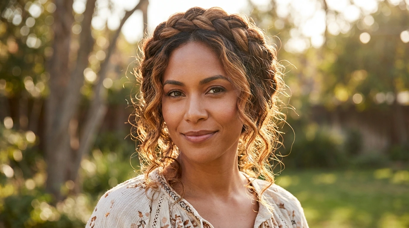 10. Braided Curly Crown