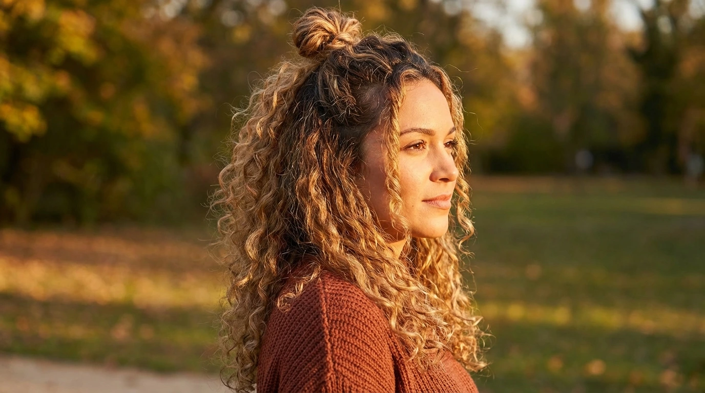 4. Curly Half-Up, Half-Down