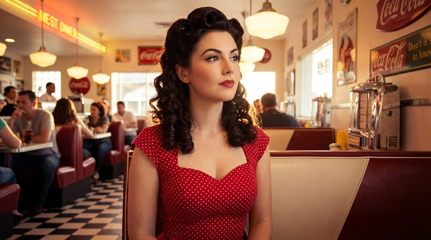 11. Curly Vintage Pin-Up