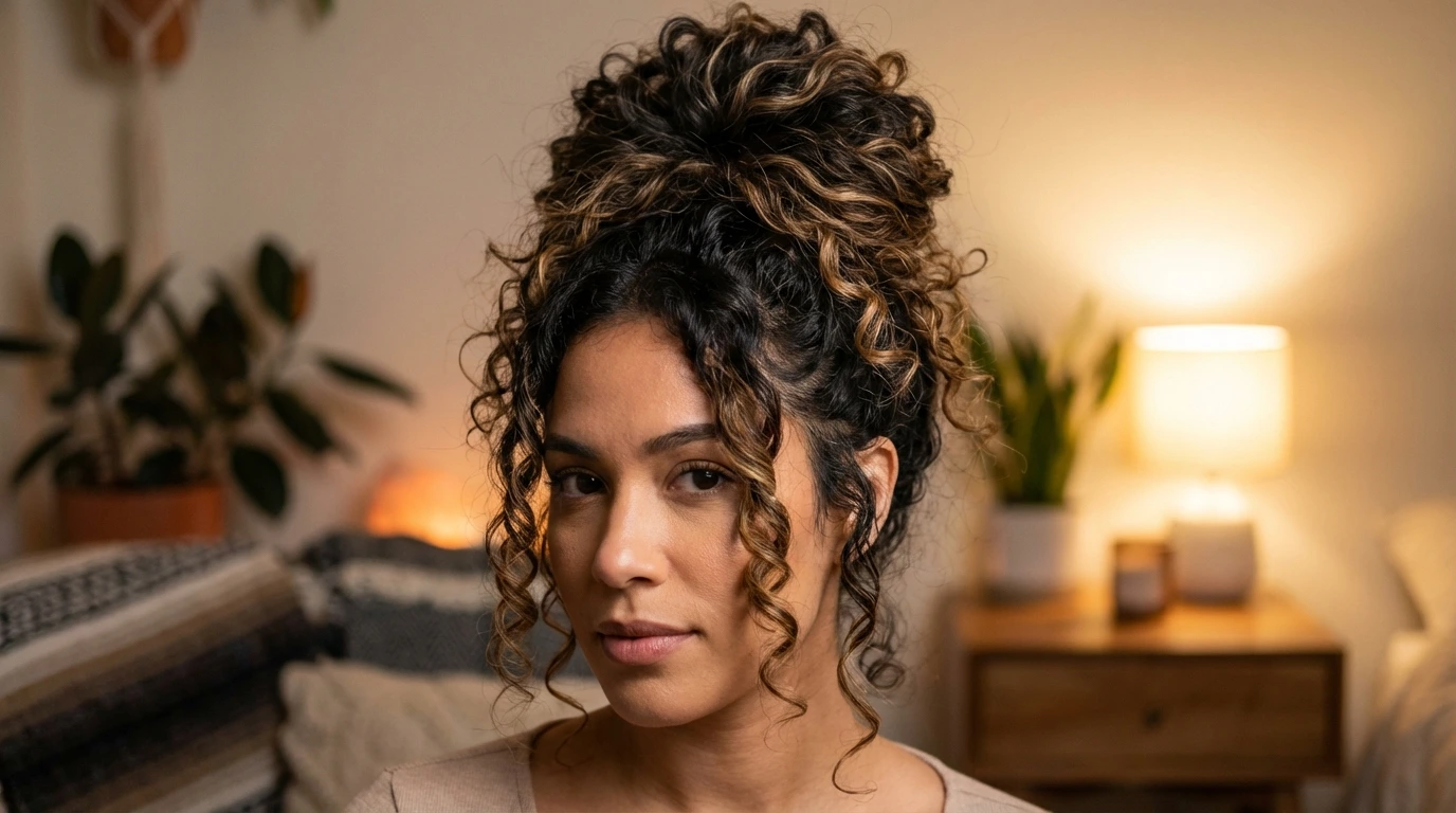 4. Messy Curly Updo