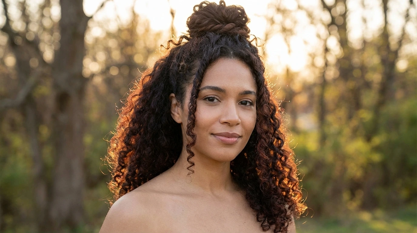 5. Curly Half-Up, Half-Down