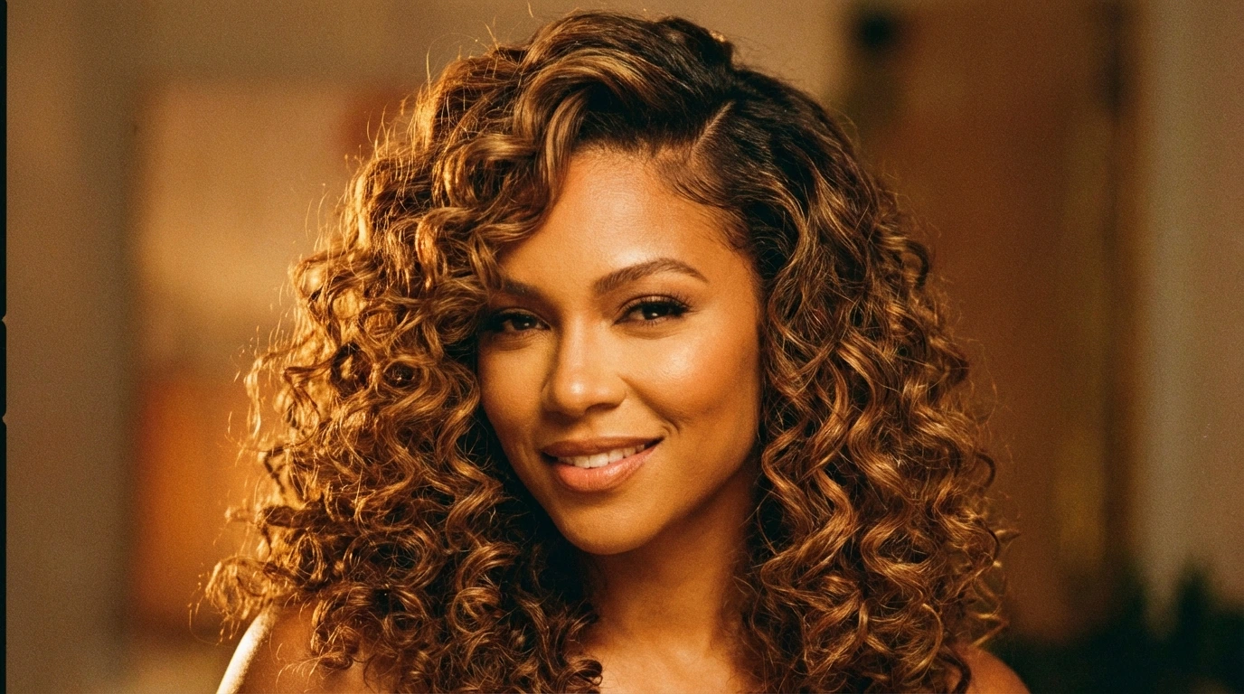 6. Curly Side-Swept Style