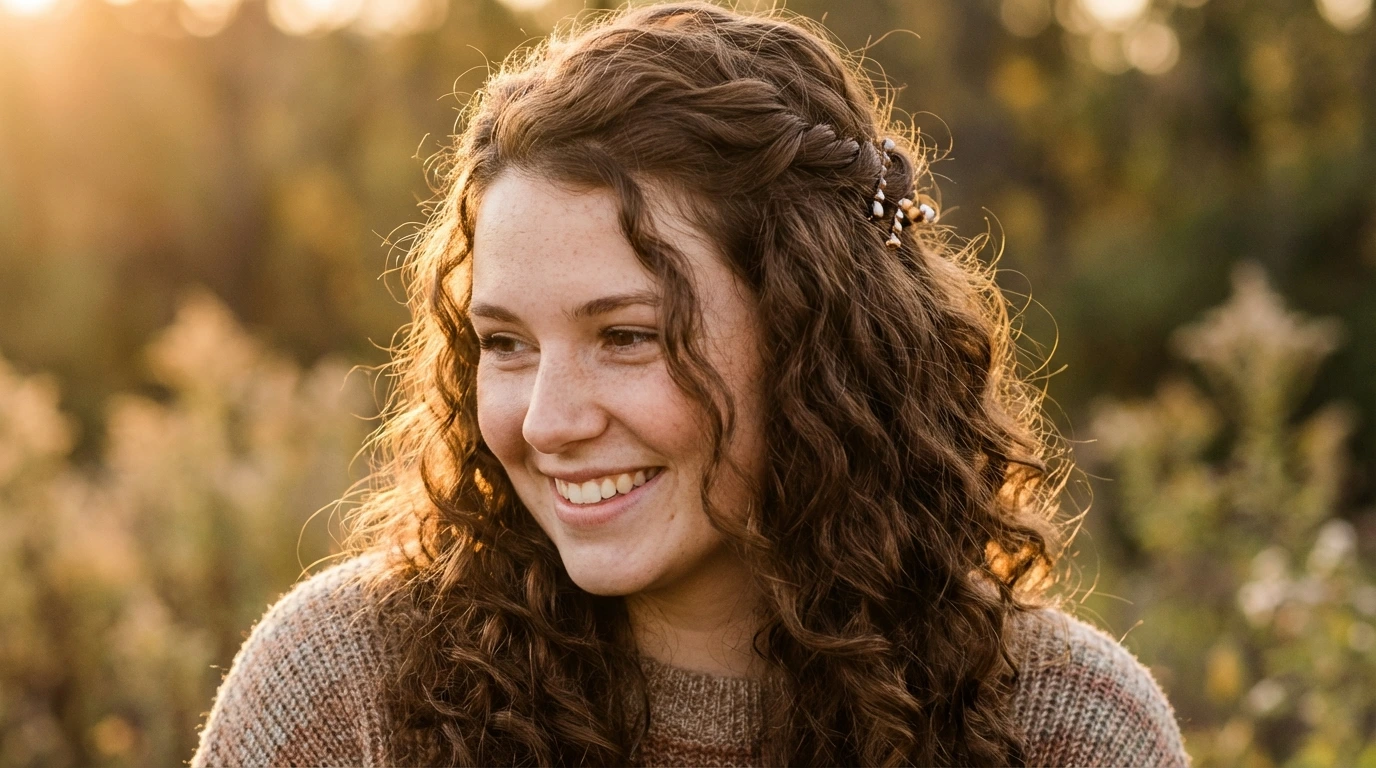 5. Curly Half-Up, Half-Down